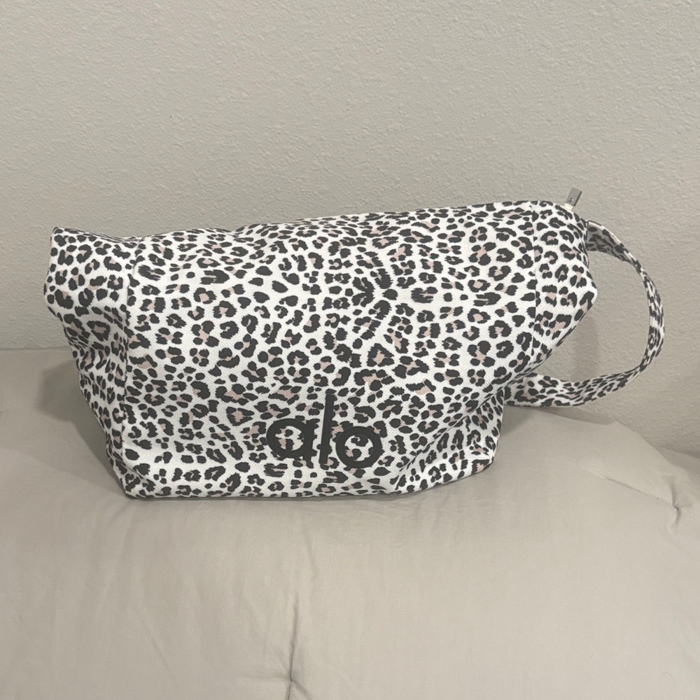 ALO Yoga Leopard Print Cosmetic Wristlet - White, Black, Taupe